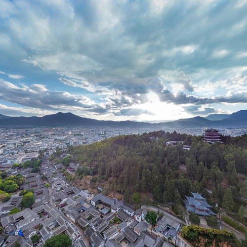 丽江古城高空全景